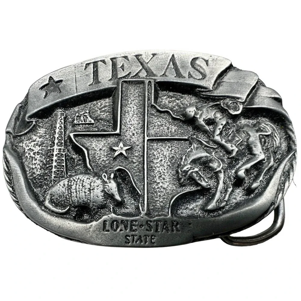 Texas Lone Star Trophy Belt Buckle Antique Nickel 3